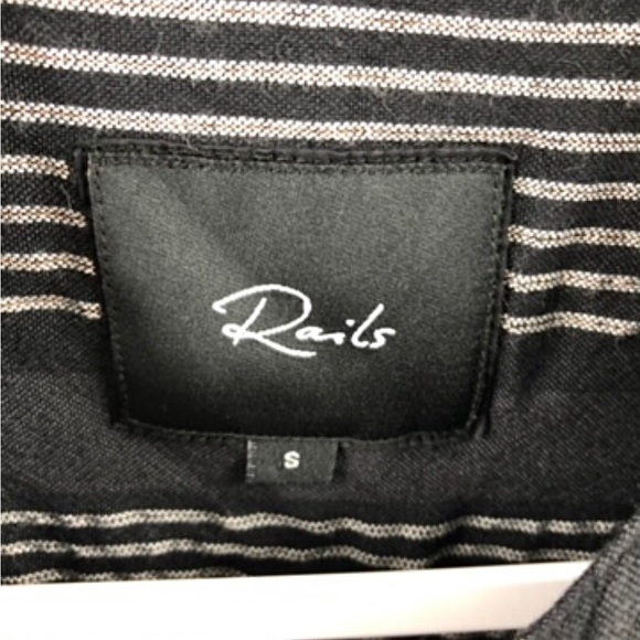 Rails Eloise Top Sagrada Stripe Button Down Shirt Black Metallic Size Small - Picture 7 of 10